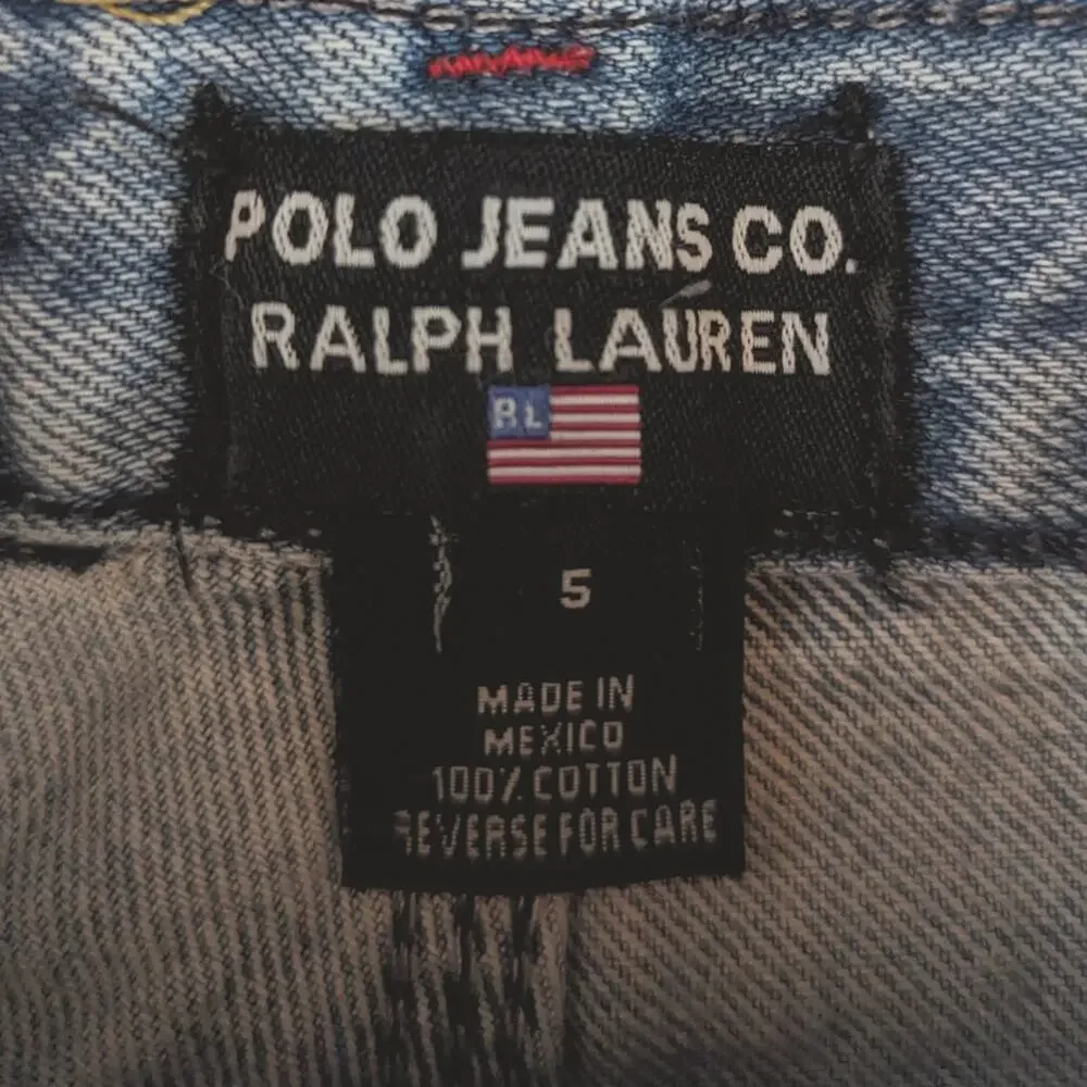 Vtg 90s Polo Jeans Ralph Lauren Shorts 5 Denim Bermuda Knee